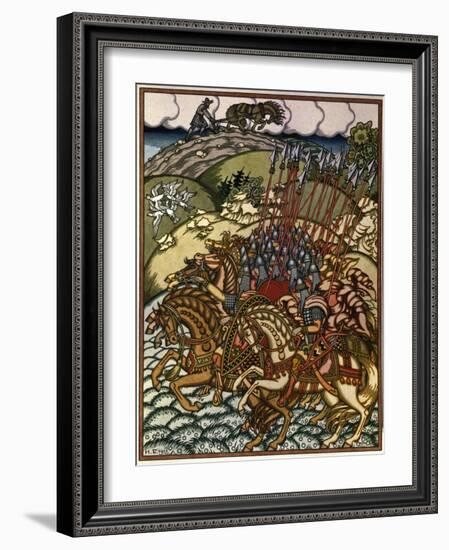 Volga Sviatoslavich (Vseslav De Polotsk (Vers 1039-1101), Grand Prince De Kiev De 1068 a 1069) Et M-Ivan Bilibin-Framed Giclee Print