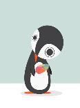 Pingu Loves Ice Cream-Volkan Dalyan-Framed Stretched Canvas