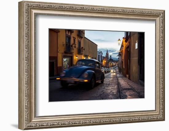 Volkswagen on Cobbled Street, San Miguel De Allende, Guanajuato, Mexico, North America-Ben Pipe-Framed Photographic Print