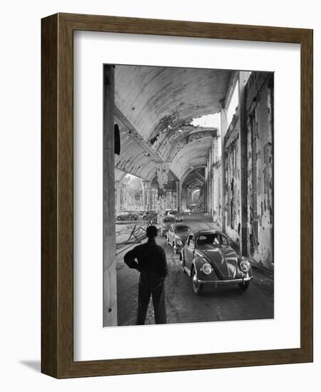 Volkswagons Rolling Off the Assembly Line-Walter Sanders-Framed Photographic Print