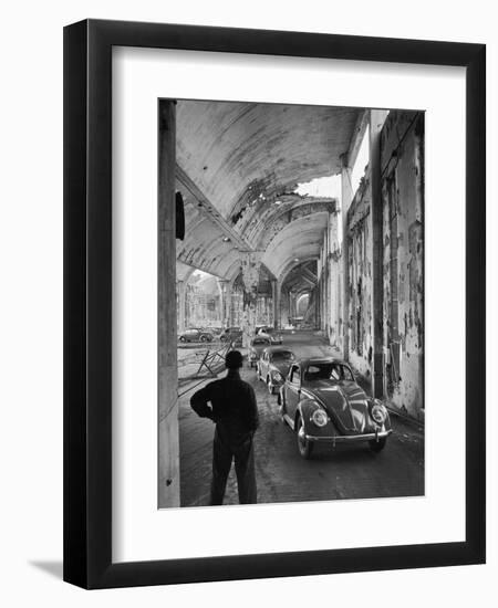 Volkswagons Rolling Off the Assembly Line-Walter Sanders-Framed Photographic Print