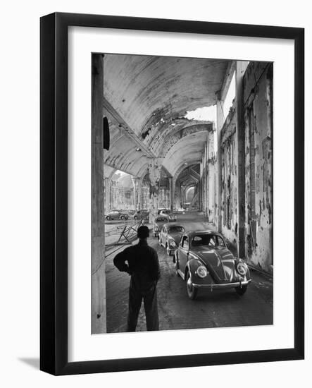 Volkswagons Rolling Off the Assembly Line-Walter Sanders-Framed Photographic Print