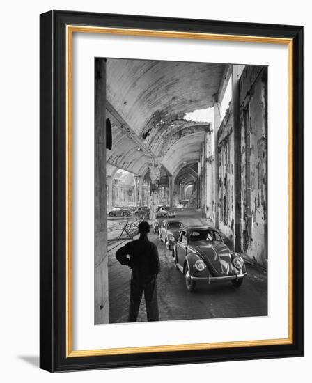 Volkswagons Rolling Off the Assembly Line-Walter Sanders-Framed Photographic Print