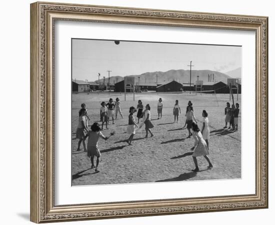 Volleyball at Manzanar Relocation Center, 1943-Ansel Adams-Framed Photographic Print