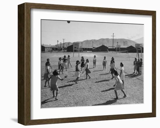 Volleyball at Manzanar Relocation Center, 1943-Ansel Adams-Framed Photographic Print