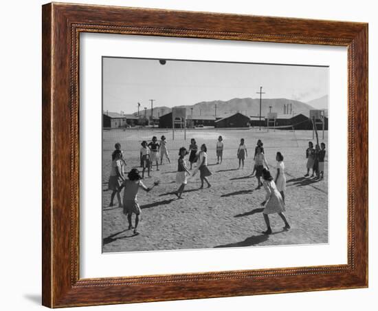 Volleyball at Manzanar Relocation Center, 1943-Ansel Adams-Framed Photographic Print