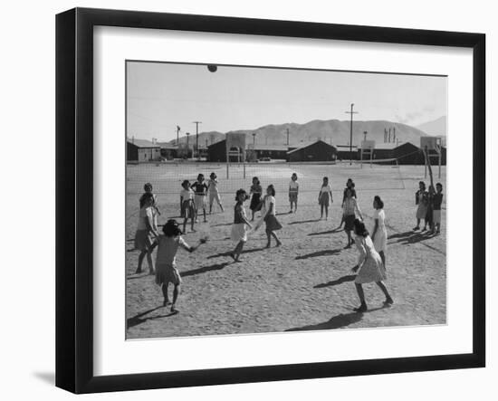 Volleyball at Manzanar Relocation Center, 1943-Ansel Adams-Framed Photographic Print