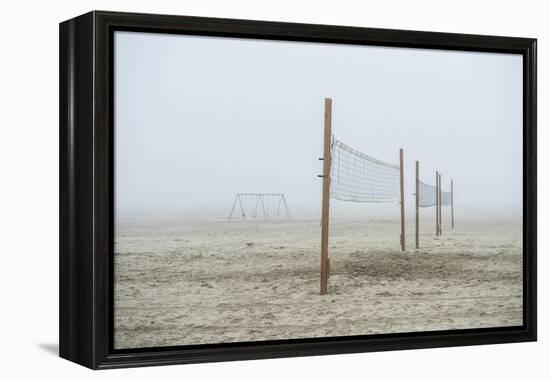 Volleyball nets on the beach, Cannon Beach, Oregon, USA-Panoramic Images-Framed Premier Image Canvas