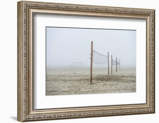 Volleyball nets on the beach, Cannon Beach, Oregon, USA-Panoramic Images-Framed Photographic Print