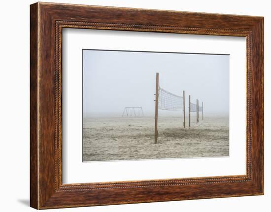 Volleyball nets on the beach, Cannon Beach, Oregon, USA-Panoramic Images-Framed Photographic Print