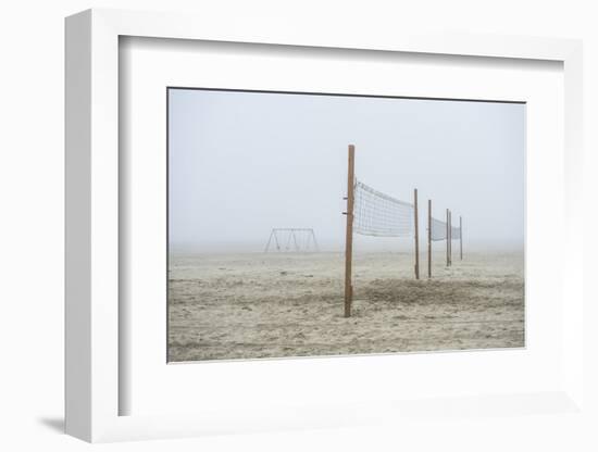 Volleyball nets on the beach, Cannon Beach, Oregon, USA-Panoramic Images-Framed Photographic Print