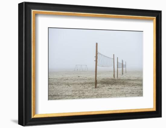 Volleyball nets on the beach, Cannon Beach, Oregon, USA-Panoramic Images-Framed Photographic Print