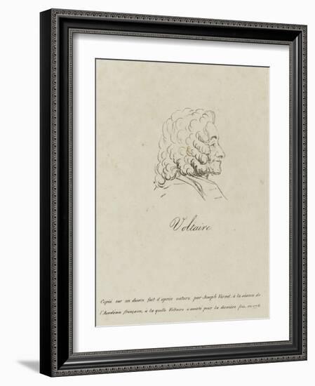 Voltaire (1694-1778), Represented Old, Profile, 1778-Claude Joseph Vernet-Framed Giclee Print