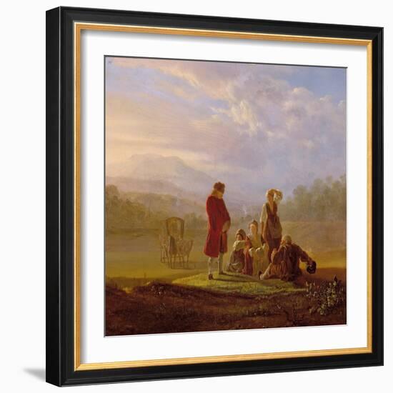 Voltaire Conversing with the Peasants in Ferney-Jean Huber-Framed Giclee Print