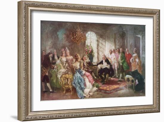 Voltaire Reading His Tragedy Semiramis to King Stanislas of Poland-Vicente De Paredes-Framed Giclee Print