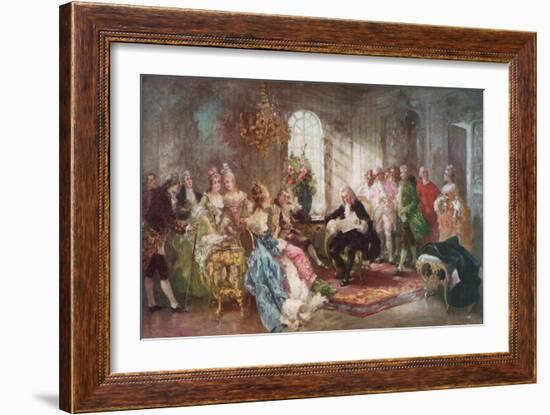 Voltaire Reading His Tragedy Semiramis to King Stanislas of Poland-Vicente De Paredes-Framed Giclee Print