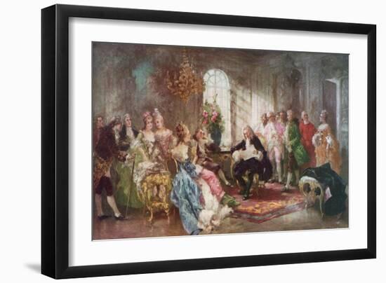 Voltaire Reading His Tragedy Semiramis to King Stanislas of Poland-Vicente De Paredes-Framed Giclee Print