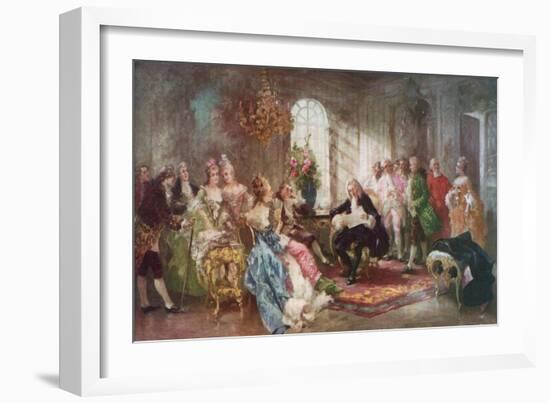 Voltaire Reading His Tragedy Semiramis to King Stanislas of Poland-Vicente De Paredes-Framed Giclee Print