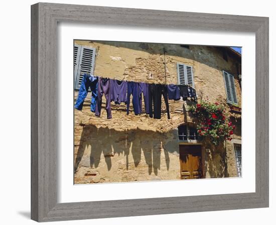 Volterra, Tuscany, Italy. Washing Hanging on a Line-Fraser Hall-Framed Photographic Print