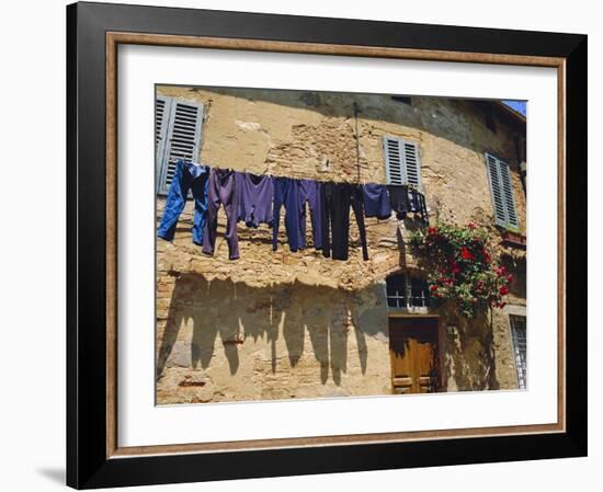 Volterra, Tuscany, Italy. Washing Hanging on a Line-Fraser Hall-Framed Photographic Print