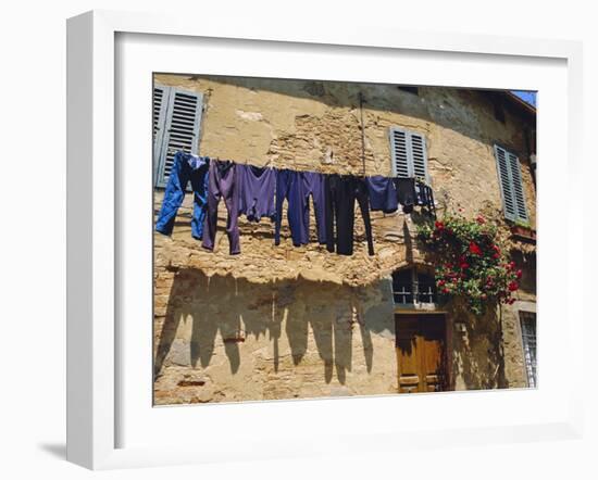 Volterra, Tuscany, Italy. Washing Hanging on a Line-Fraser Hall-Framed Photographic Print