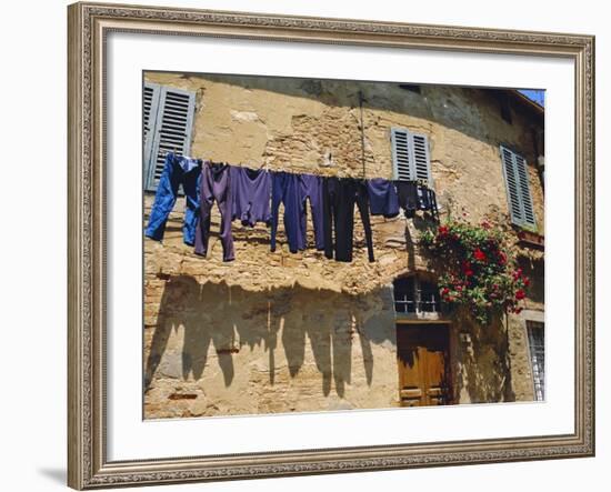 Volterra, Tuscany, Italy. Washing Hanging on a Line-Fraser Hall-Framed Photographic Print