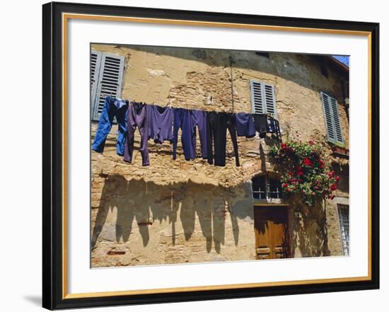 Volterra, Tuscany, Italy. Washing Hanging on a Line-Fraser Hall-Framed Photographic Print