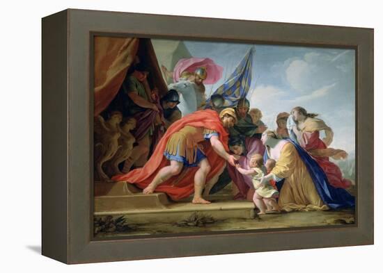 Volumnie and Véturie in Front of Coriolan, C1638-1639-Eustache Le Sueur-Framed Premier Image Canvas