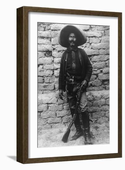 Volunteer Mexican Soldier with Rifle Photograph - Mexico-Lantern Press-Framed Art Print