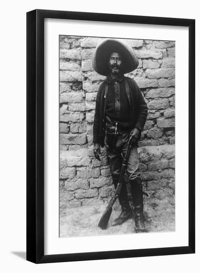 Volunteer Mexican Soldier with Rifle Photograph - Mexico-Lantern Press-Framed Art Print