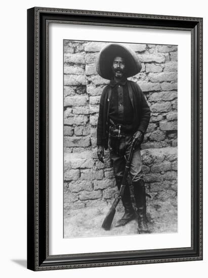 Volunteer Mexican Soldier with Rifle Photograph - Mexico-Lantern Press-Framed Art Print