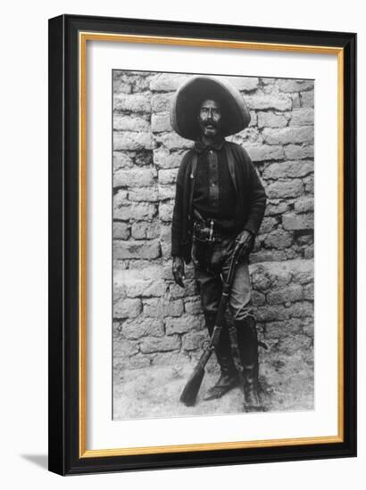 Volunteer Mexican Soldier with Rifle Photograph - Mexico-Lantern Press-Framed Art Print