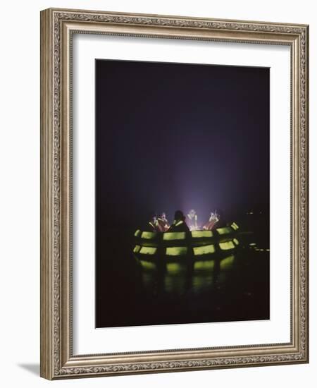 Volunteers in Raft During a Drill, 1966-Yale Joel-Framed Photographic Print