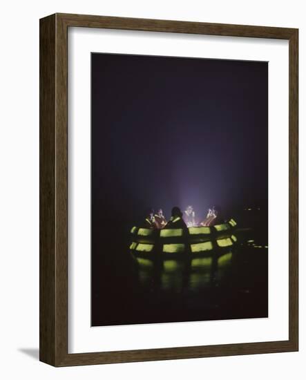 Volunteers in Raft During a Drill, 1966-Yale Joel-Framed Photographic Print