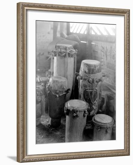 Voo Doo Drums, Haiti, 1908-09-Harry Hamilton Johnston-Framed Photographic Print