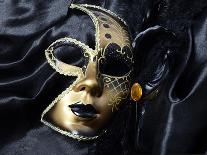 Gold A Carnival Mask With Black Feathers-voronin76-Stretched Canvas