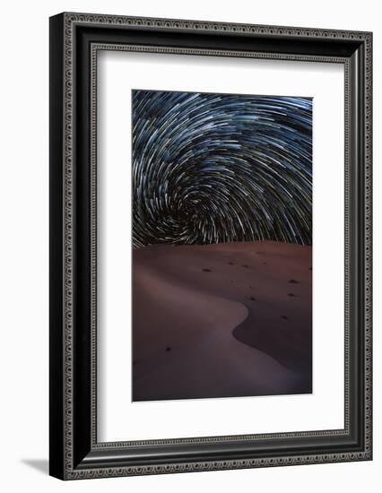 Vortex star trail in the Rub al Khali desert in Oman, Rub al Khali, Oman, Middle East-Francesco Fanti-Framed Photographic Print