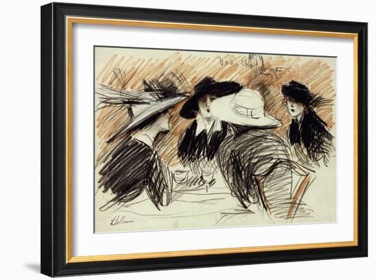 Vos Chapeux: Ladies at the Ritz, New York, 1913-Paul Cesar Helleu-Framed Giclee Print