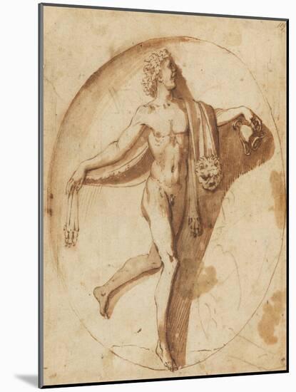 Votary of Bacchus, C.1640 (Pen and Brown Ink and Brown Wash)-Nicolas Poussin-Mounted Giclee Print