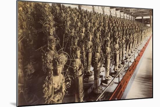 Votary Statues at a Temple in Kyoto-null-Mounted Art Print