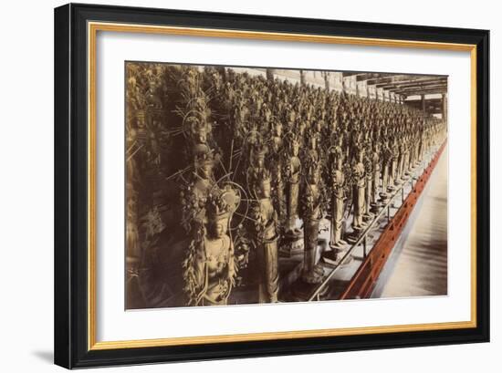 Votary Statues at a Temple in Kyoto-null-Framed Art Print