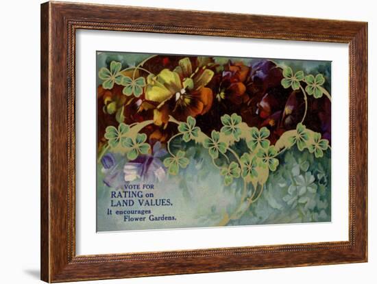 Vote for Rating on Land Values. it Encourages Flower Gardens-null-Framed Giclee Print