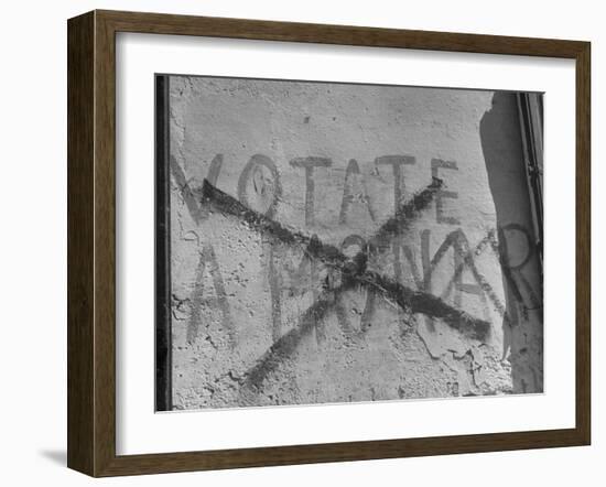 "Vote Monarchy" Slogan Crossed Out with a Large Red "X"-null-Framed Photographic Print