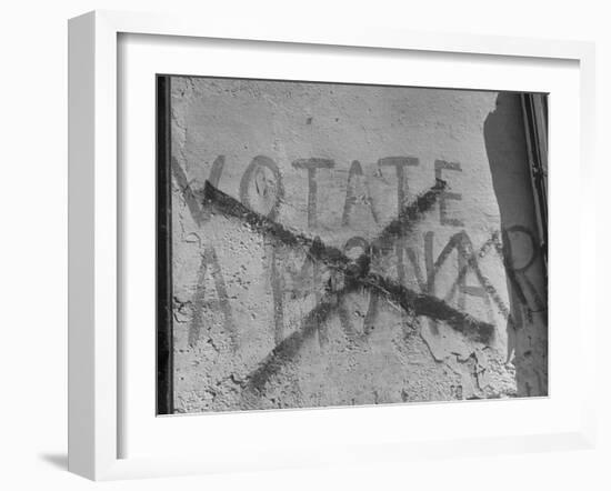 "Vote Monarchy" Slogan Crossed Out with a Large Red "X"-null-Framed Photographic Print