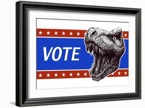 Vote - Presidential Election Poster with Trex Head. Vector Illustration-RLRRLRLL-Framed Art Print