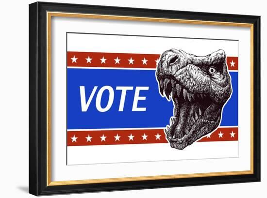 Vote - Presidential Election Poster with Trex Head. Vector Illustration-RLRRLRLL-Framed Art Print