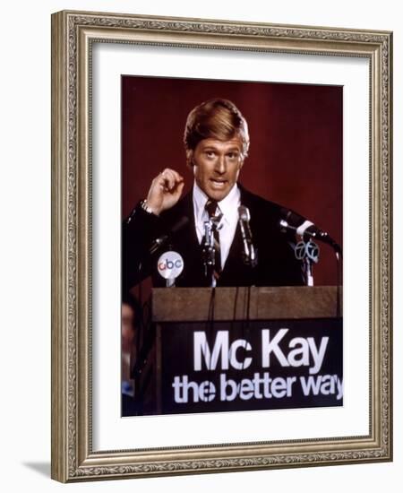 Votez McKay THE CANDIDATE by MichaelRitchie with Robert Redford, 1972 (photo)-null-Framed Photo