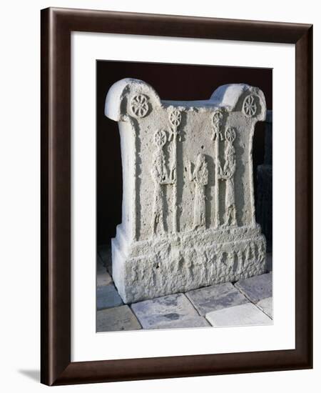 Votive Altar Depicting King Tukulti-Ninurta I in Prayer Between Two Gods Holding Wooden Standards-null-Framed Giclee Print