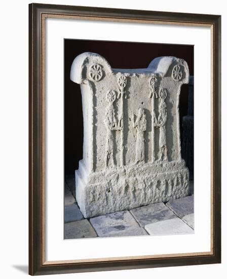 Votive Altar Depicting King Tukulti-Ninurta I in Prayer Between Two Gods Holding Wooden Standards-null-Framed Giclee Print