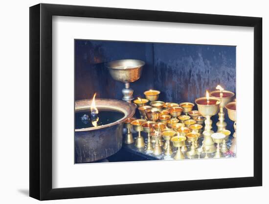 Votive candles, Boudhanath Stupa, UNESCO World Heritage Site, Kathmandu, Nepal, Asia-G&M Therin-Weise-Framed Photographic Print